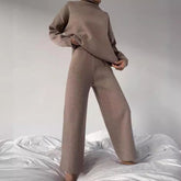 Spring Autumn AliExpress New Knitted Solid Color Loose Casual Two-Piece Set Suit